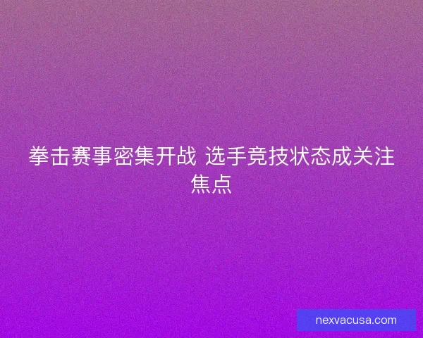 拳击赛事密集开战 选手竞技状态成关注焦点